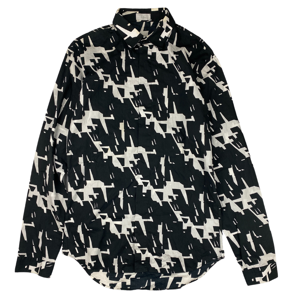 DIOR BLACK AND WHITE PATTERN SHIRT  (S)