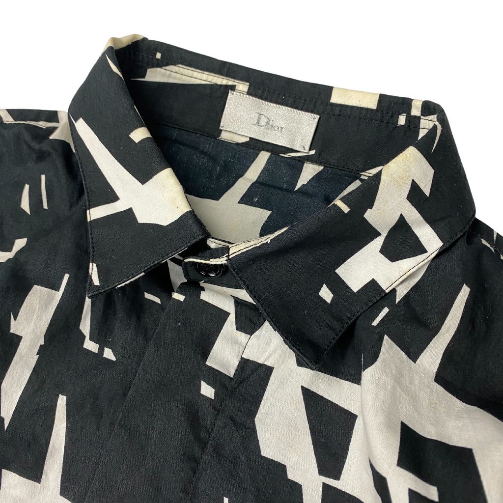 DIOR BLACK AND WHITE PATTERN SHIRT  (S)