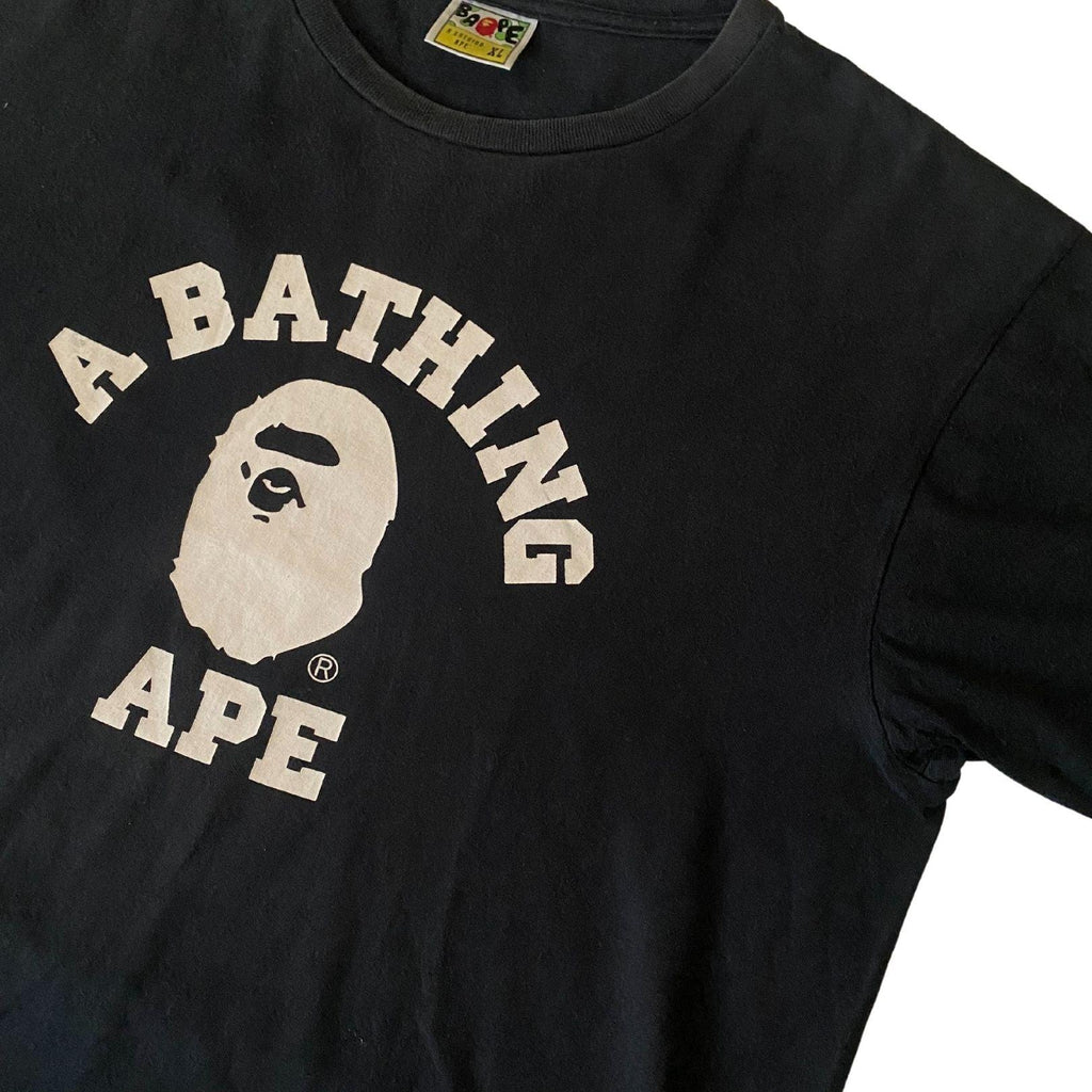 A BATHING APE BLACK COLLEGE TEE